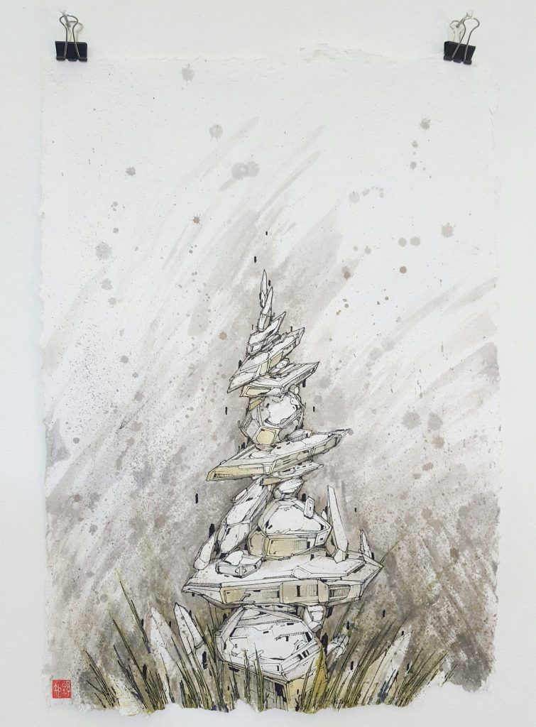 Knock – ‘Geo spire II’ – watercolour, ink on paper – 21cm x 29.7cm - $180 (set of 3 $350)