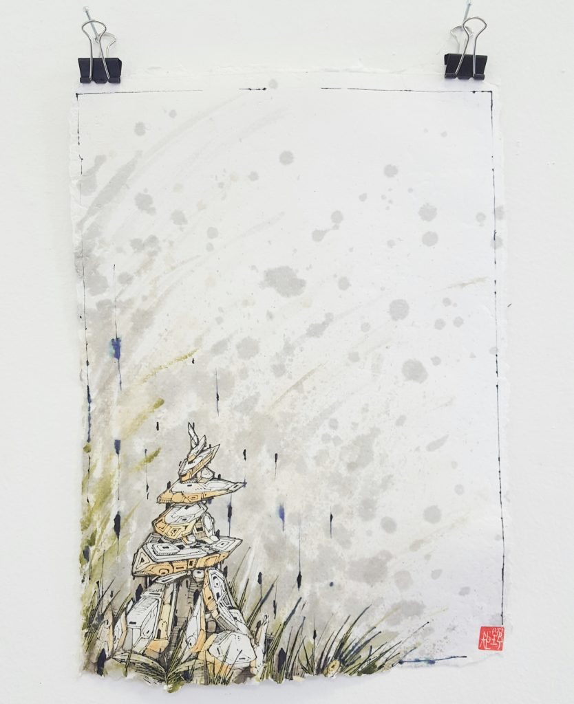 Knock – ‘Geo spire x’ – watercolour, ink on paper – 21cm x 29.7cm - $120