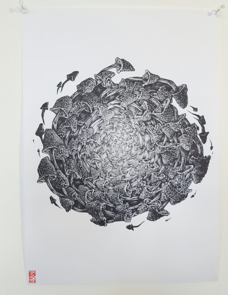 Mupz – ‘Vortex’ – ink on paper – 30cm x 42cm - $150