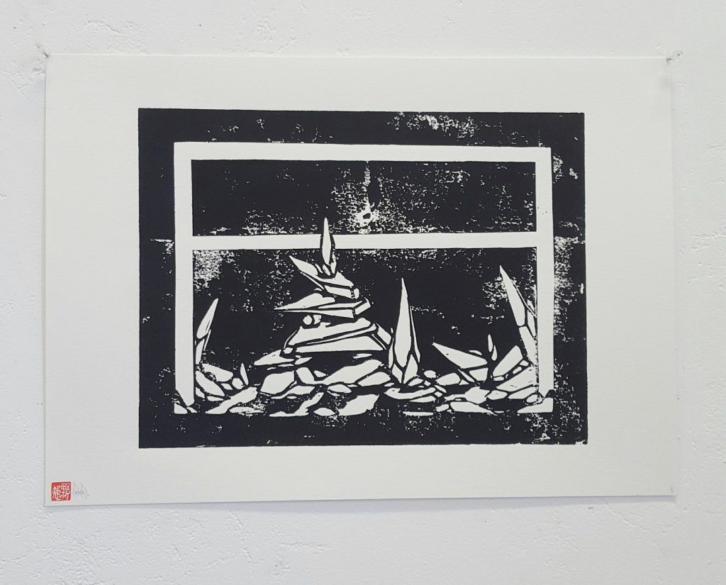 Knock –‘Flatlined outcrop’ – woodblock print – 29.7cm x 42cm - $200 (limited edition of 4)