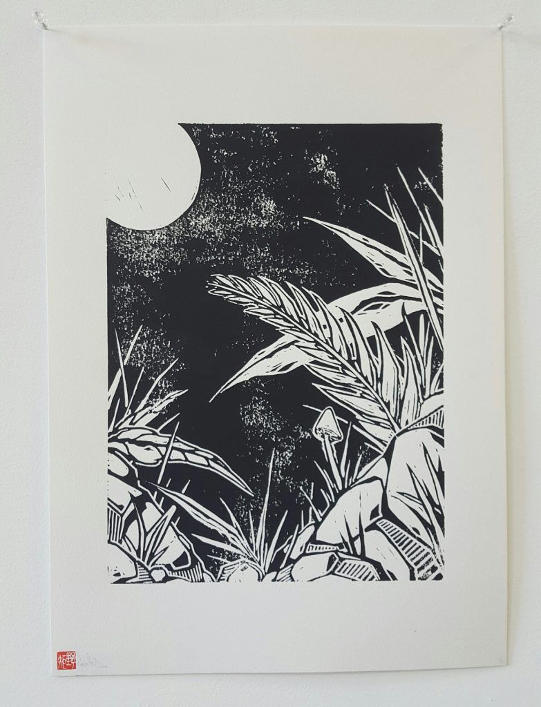 Knock – ‘Nocturnal flora’ – woodblock print – 29.7cm x 42cm - $150 (limited edition of 5)