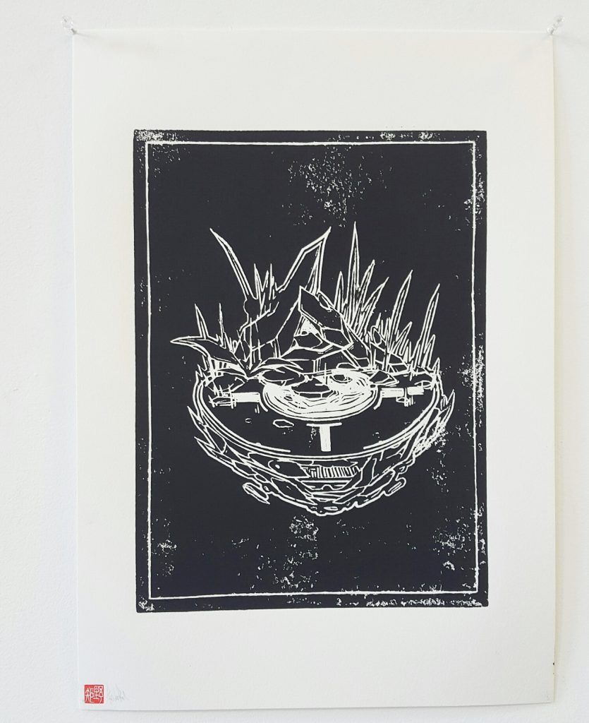 Knock – ‘Island outpost’ – woodblock print – 29.7cm x 42cm - $150 (limited edition of 5)